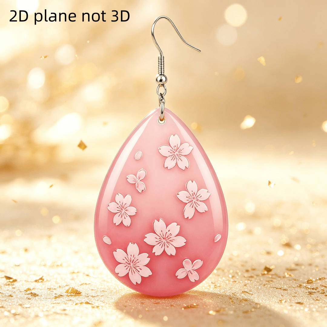 Women's Gradient Pink Sakura Cherry Blossom Teardrop Earrings